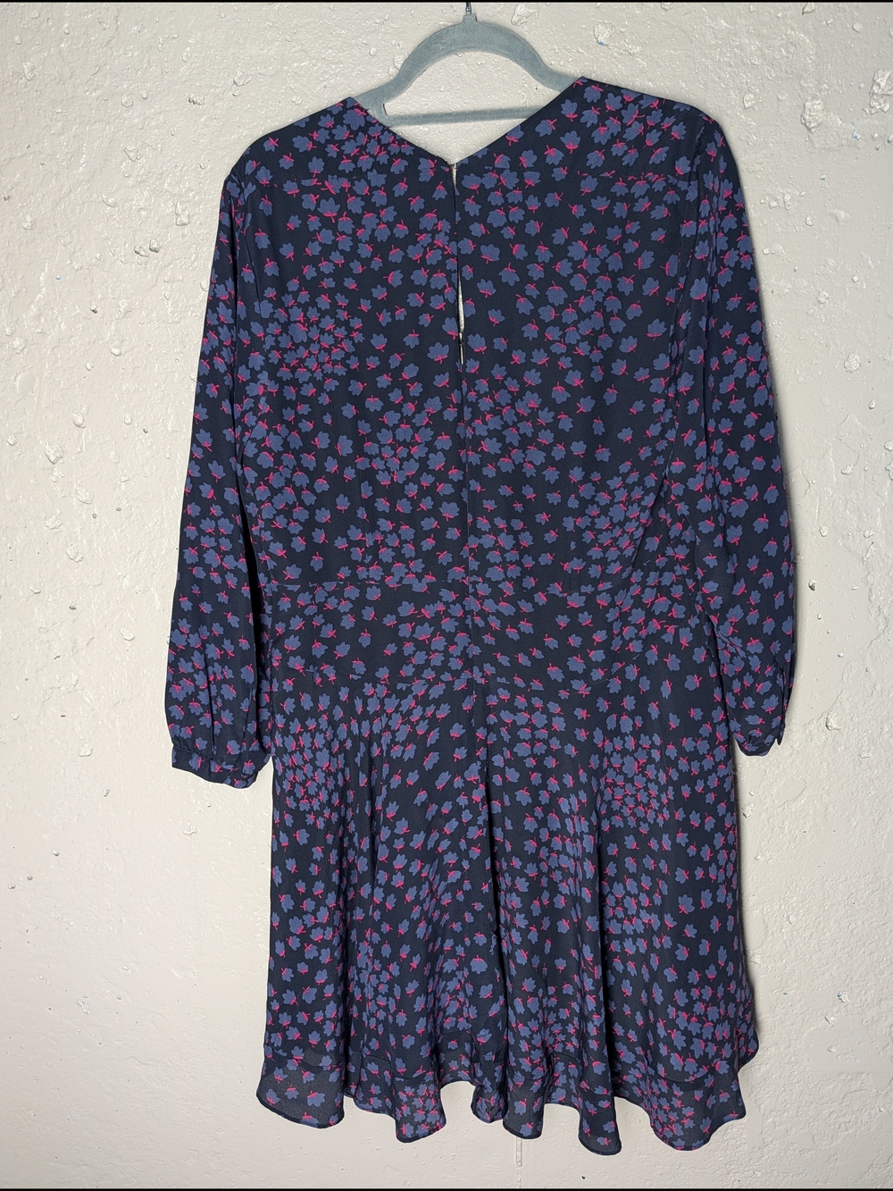Rebecca Taylor 100% Silk Navy Floral Long Sleeve Dress - Picture 4 of 4